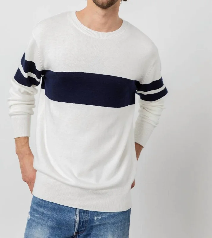 Delmar Surf Sweater In White/navy