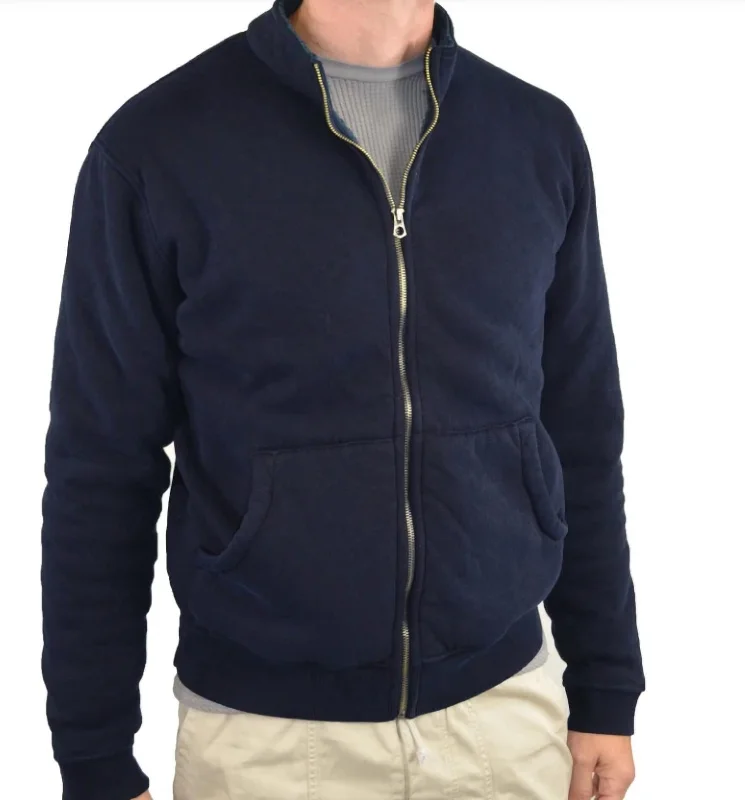 Full Zip Sherpa Jacket In Dark Wash