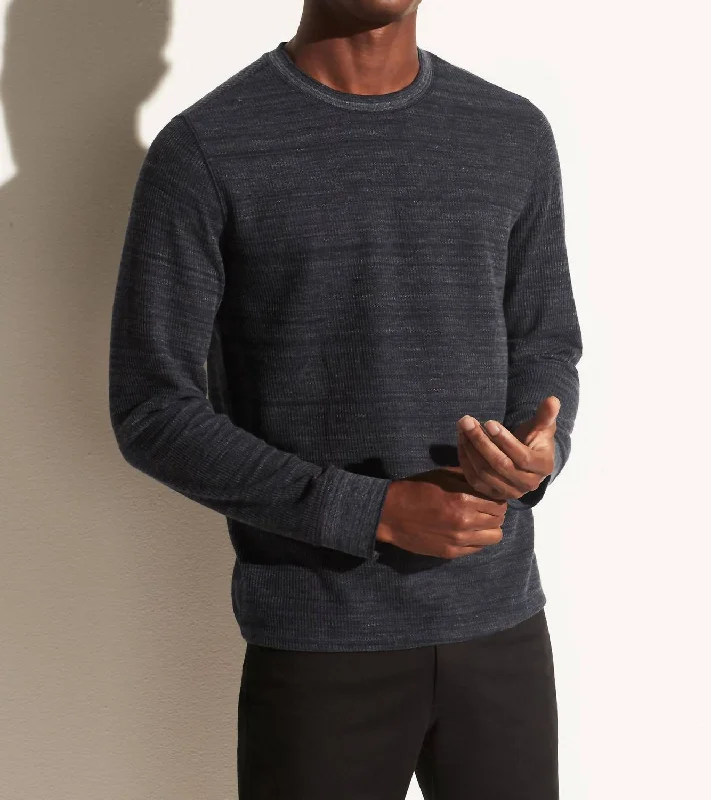 Heather Thermal Long Sleeve Crew In Heather Coastal/coastal