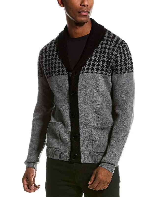 Kier + J Shawl Collar Houndstooth Wool & Cashmere-Blend Cardigan