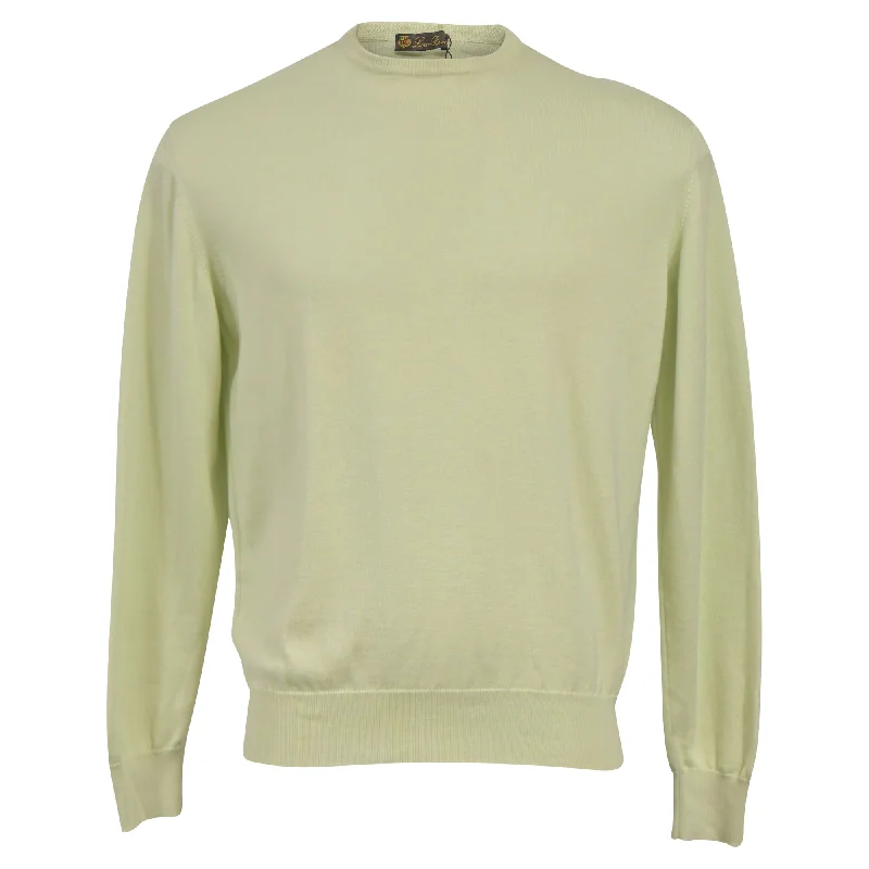 Loro Piana Crew Neck Knit Sweater in Green Wool