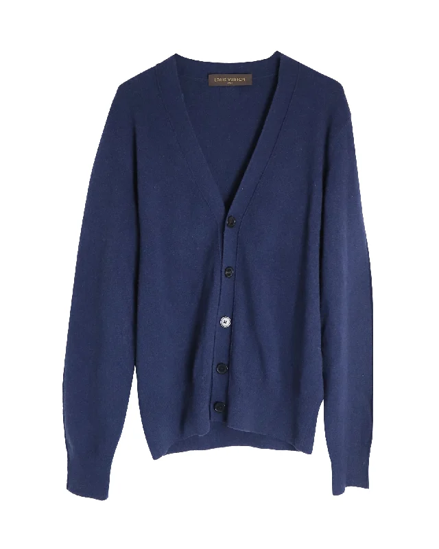 Louis Vuitton Buttoned Cardigan in Blue Wool