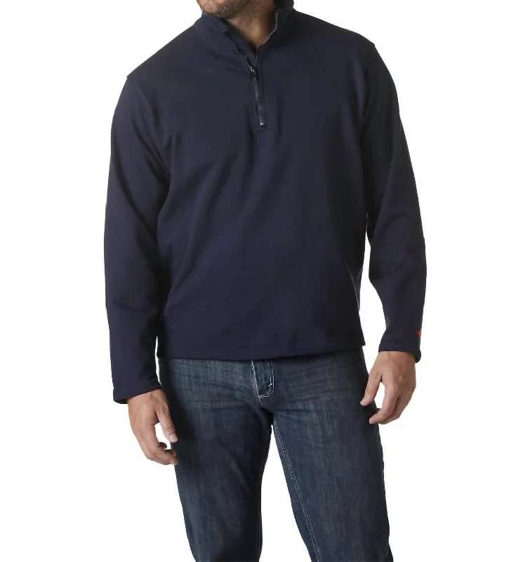 Men's Flame Resistant Quarter Zip Pullover In Navy