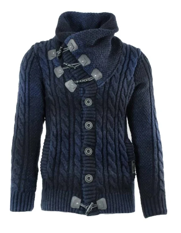 Men's Knitted Sweater In Navy/blue