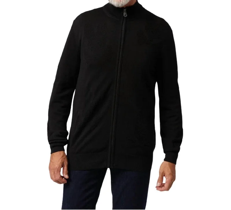 Men's Lacomb All Over Bunny Zip Sweater In Black