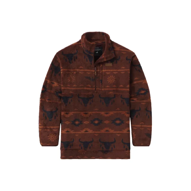 Men's Marfa Valley Fleece Pullover In Burnt Red