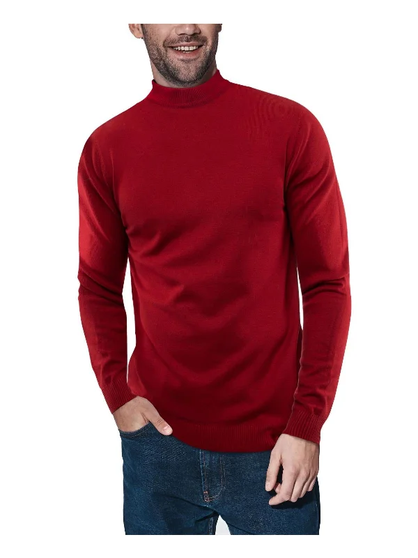 Mens Mock Turtleneck Ribbed Trim Mock Turtleneck Sweater