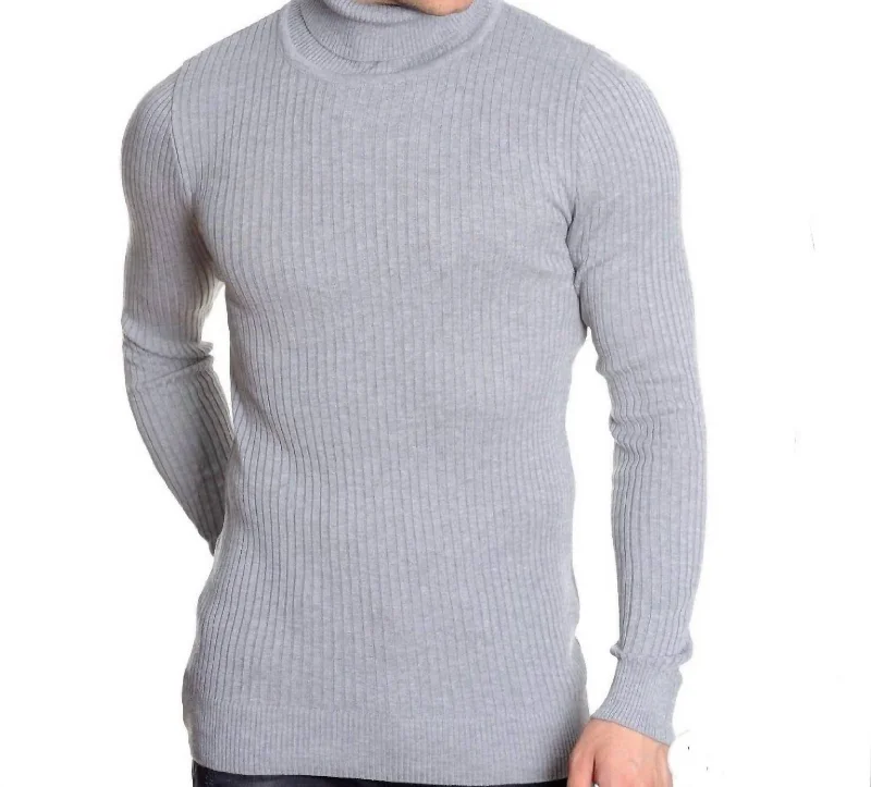 Men's Turtleneck Sweater In Grey