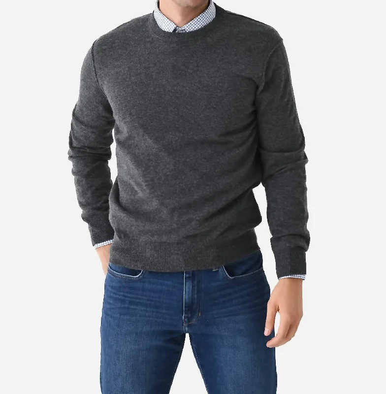 Men's Wool Cashmere Crewneck Sweater In Flannel