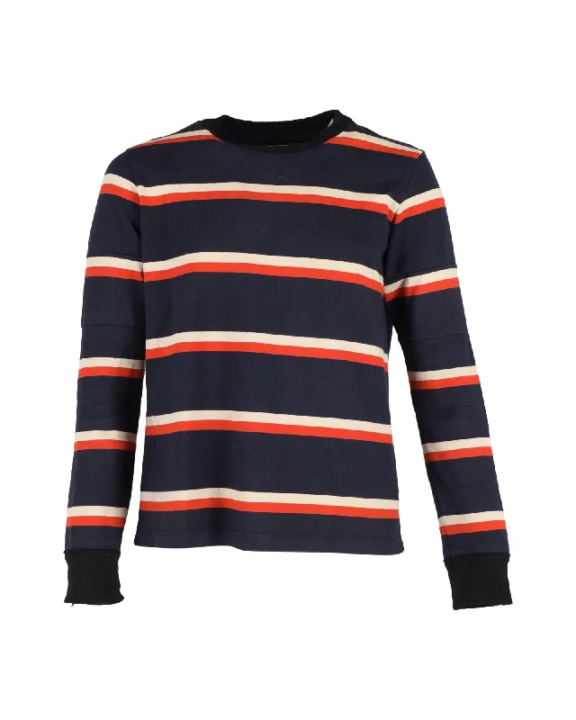 Sacai Striped Jumper in Blue Cotton