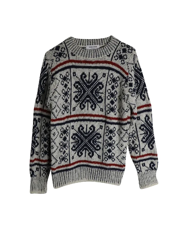 Thom Browne Fair Isle Crewneck Sweater in Multicolor Wool and Mohair