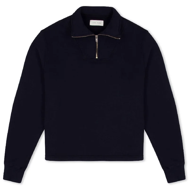 Unisex Half Zip Yacht Pullover In Navy