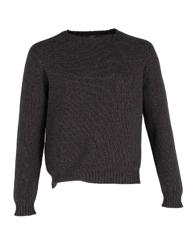 Zegna Crewneck Jumper in Brown Cashmere and Silk