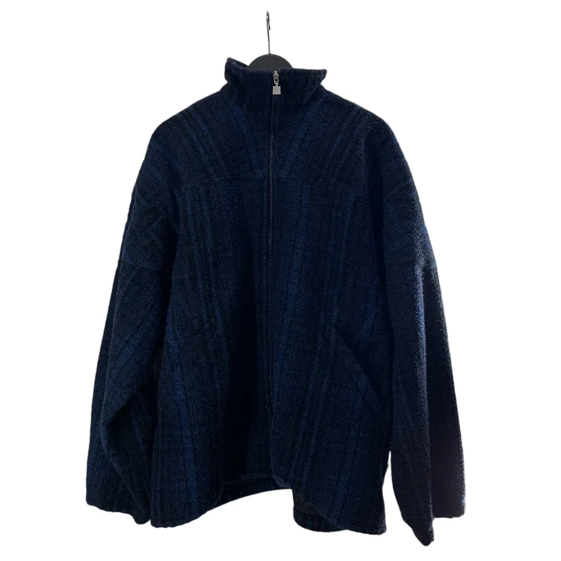 BALENCIAGA/Jacket/46/Wool/NVY/Plaid/SILVER SQUARE ZIPPER