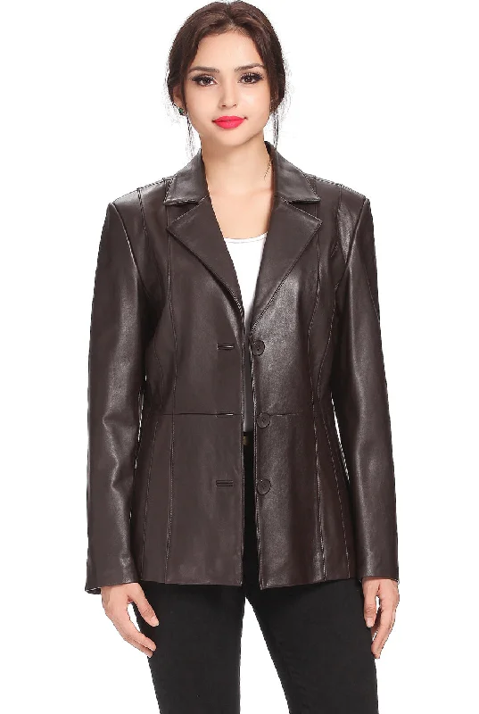 BGSD Women Crystal Lambskin Leather Blazer