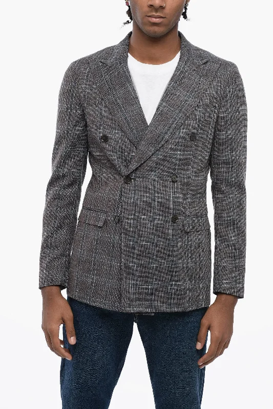 Corneliani Cc Collection Double-Breasted Reward Tartan Patterned Blazer