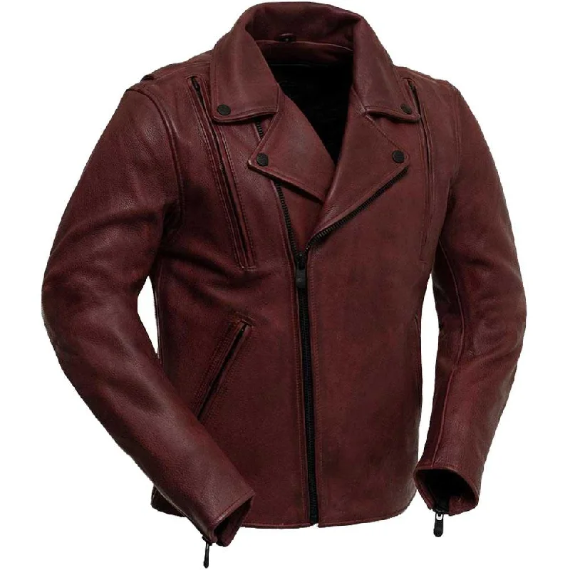 First Mfg Mens Night Rider Vented Leather Motorcycle Jacket