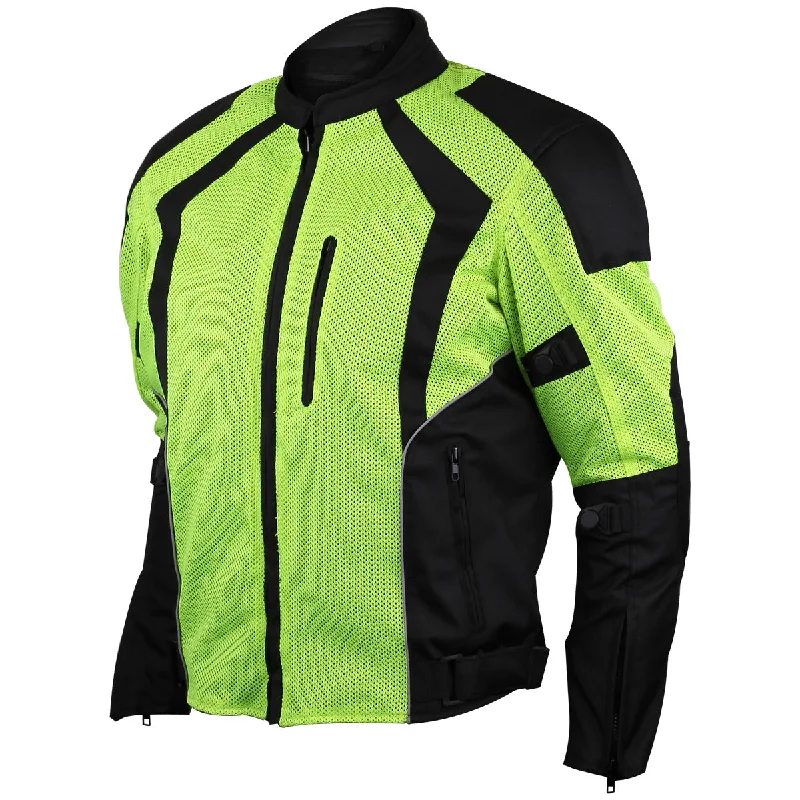 VL1623HG Mens Hi-Vis Mesh Motorcycle Jacket with CE Armor