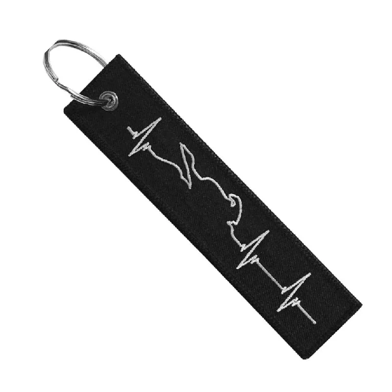 Motorcycle Key Chain - Heartbeat White