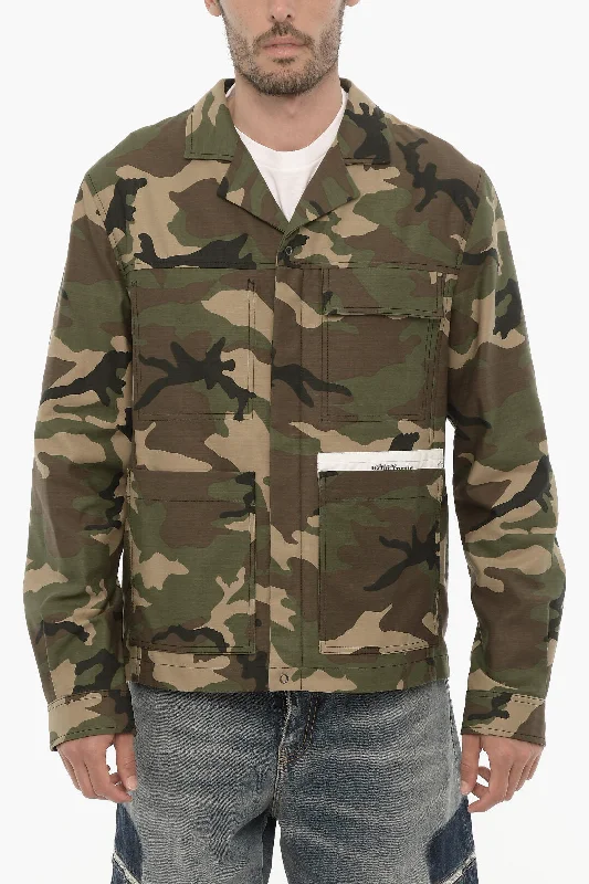 Palm Angels Camouflage Overshirt with Zip Closure