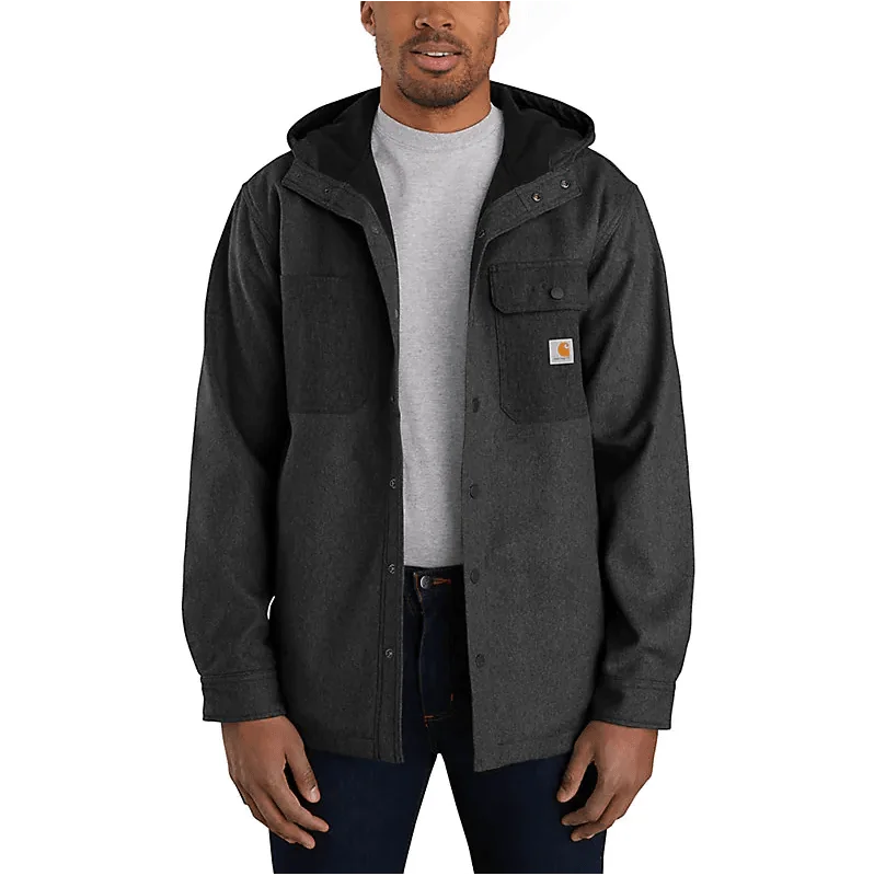 Rain Defender® Heavyweight Hooded Shirt Jacket Black Heather