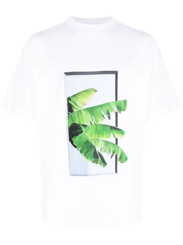 Leaf-Print Cotton T-Shirt