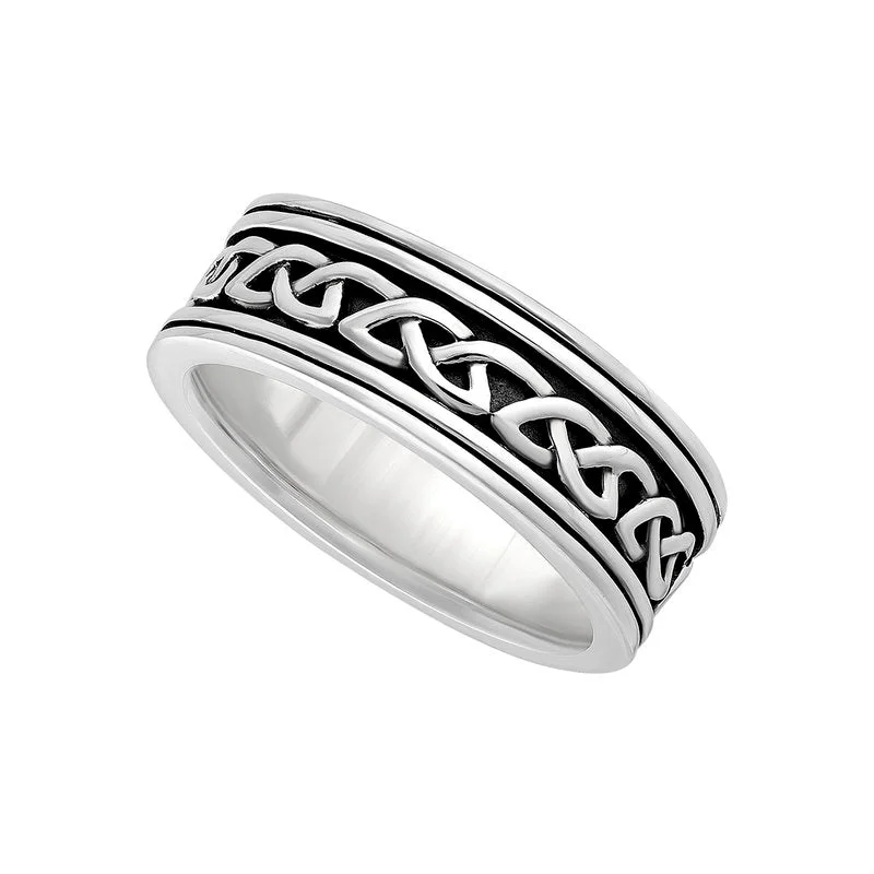 Silver Gents Oxidized Celtic Knot Band