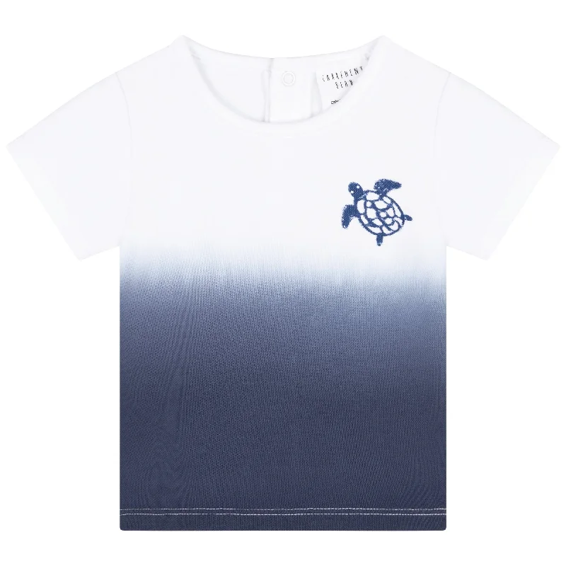 Carrément Beau Short Sleeves Tee Shirt Summer Infant White Blue