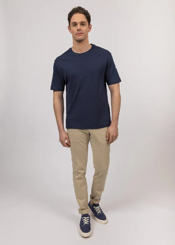 Lumio short sleeves t-shirt - round neck, in cotton (MARINE)