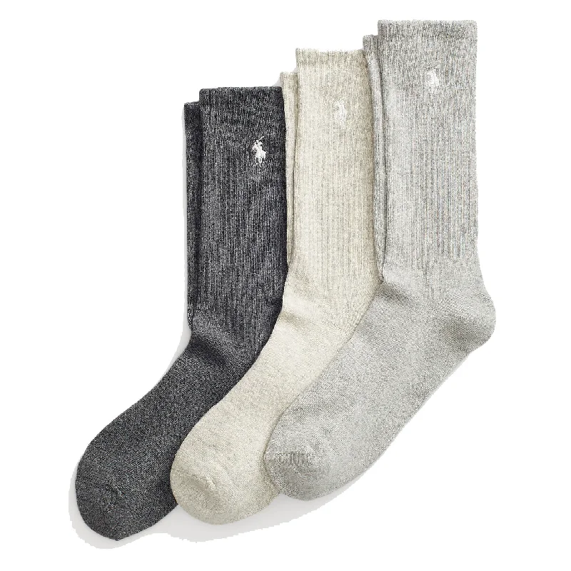 Polo Ralph Lauren Cotton Blend 3 Pack Socks Andover Heather / Charcoal