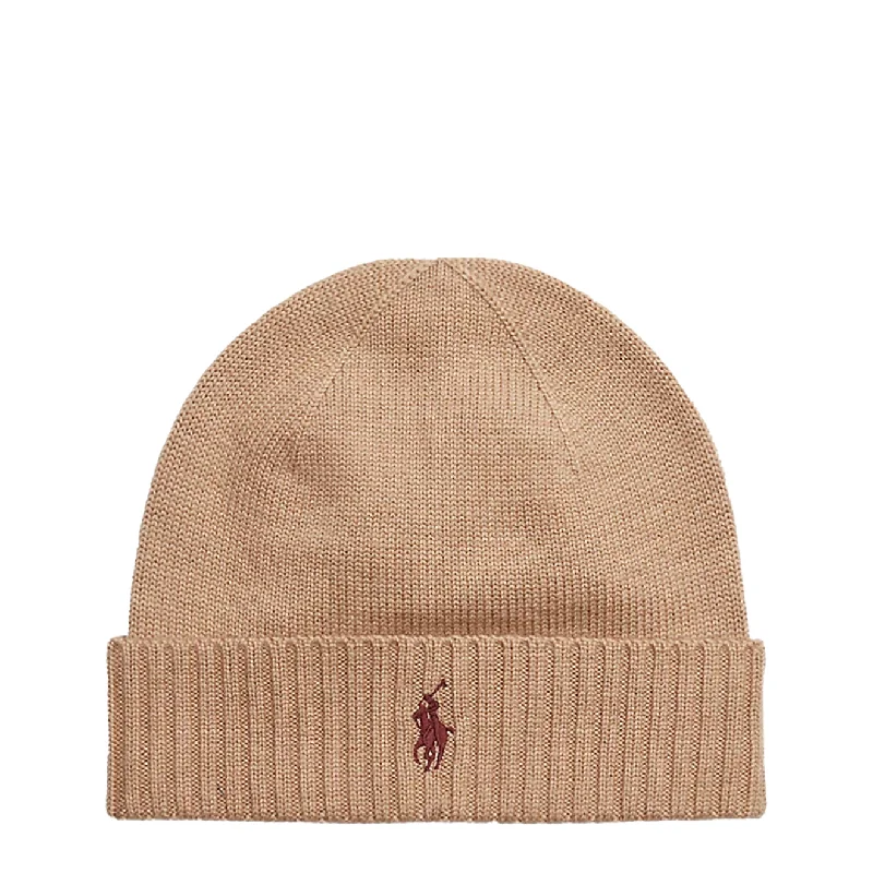 Polo Ralph Lauren Signature Pony Wool Beanie Camel Melange