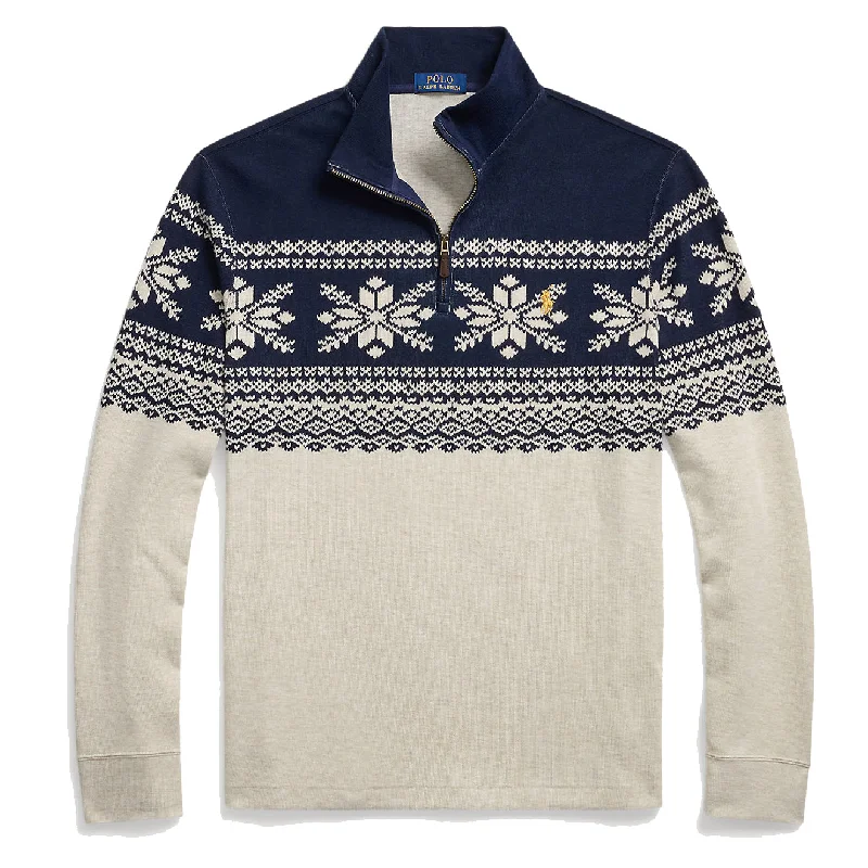 Polo Ralph Lauren Snowflake Double Knit Pullover Andres Geometric Navy