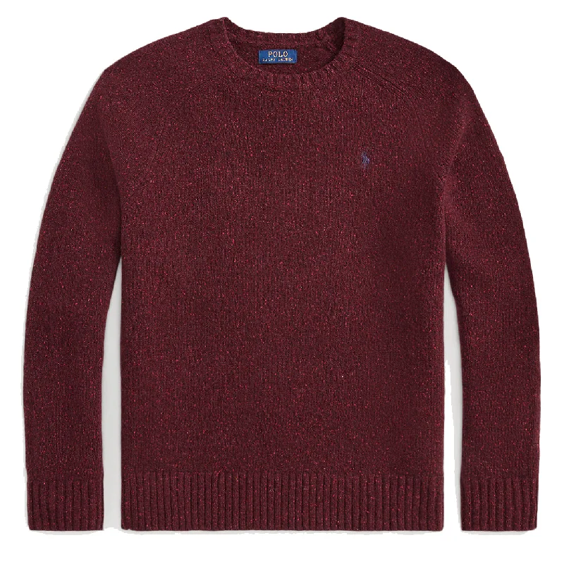 Polo Ralph Lauren Speckled Wool-Blend Crewneck Jumper Aged Wine Donegal