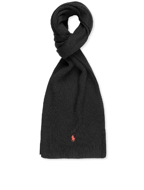 Signature Pony Wool Scarf Black