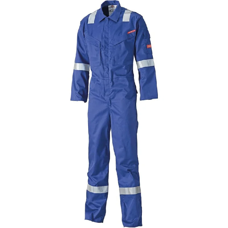 Dickies FR5401 Lightweight Pyrovatex Coverall, Flame Retardant Boiler Suit Royal Blue or Navy